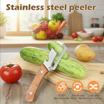 DualEdge Pro Peeler Set | 2-in-1 Stainless Steel Peeler with Built-In Bottle Opener