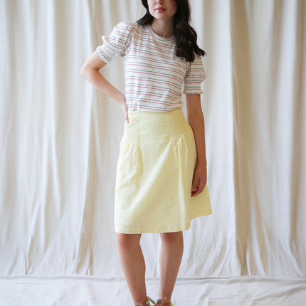 Tres Belle Striped Puff-Sleeve Top