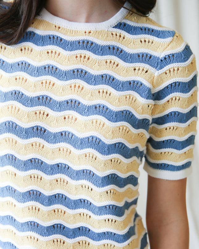 High Tides Cotton Scallop-Stripe Sweater