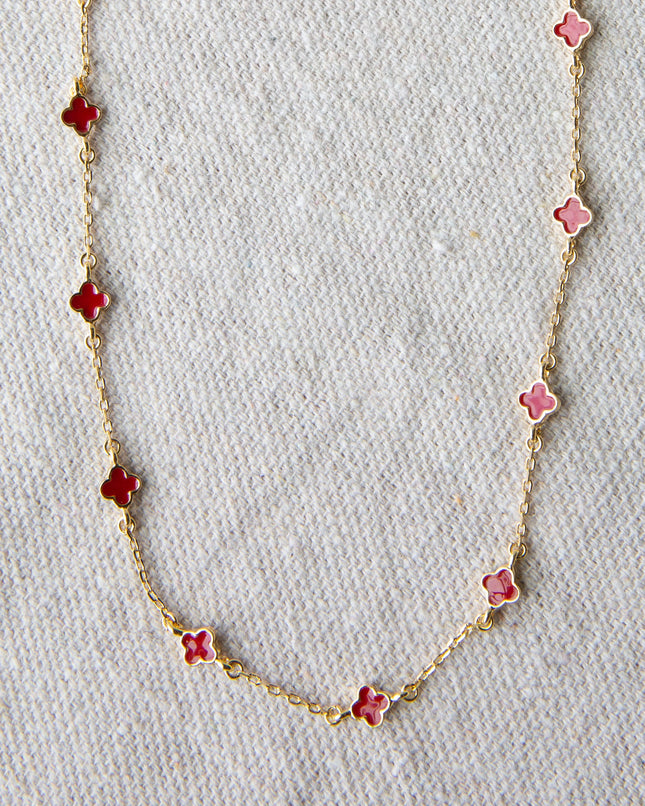 Lucky Me Red Clover Necklace