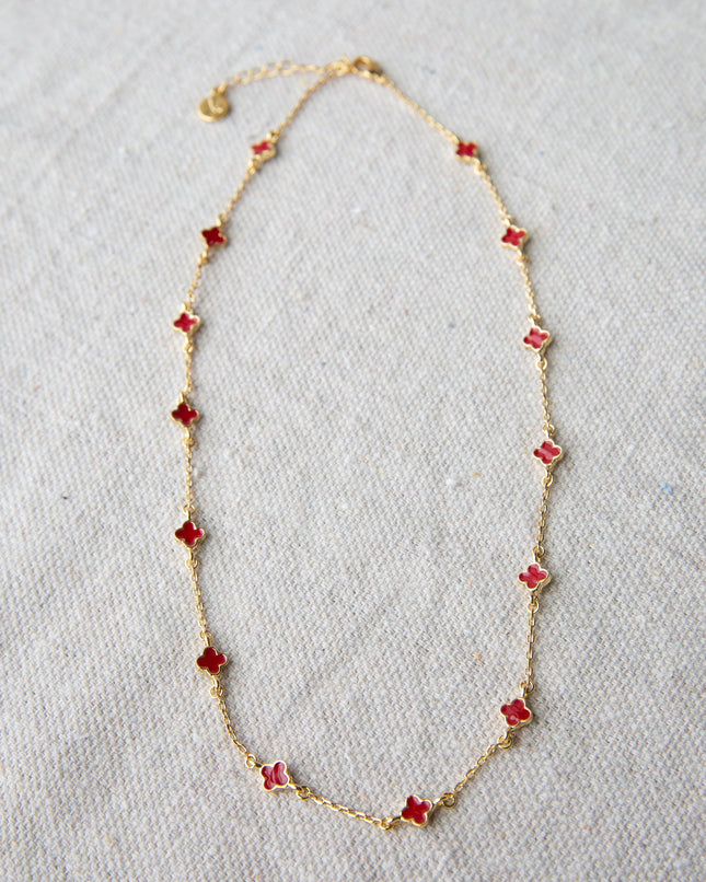 Lucky Me Red Clover Necklace