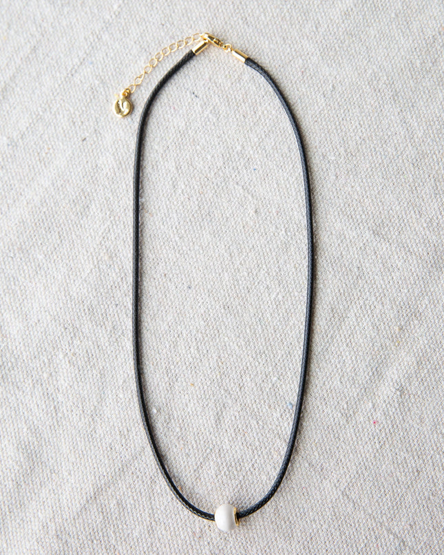 Glass Pearl Cord Necklace