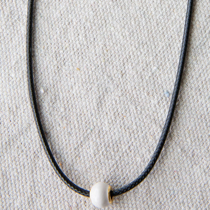 Glass Pearl Cord Necklace
