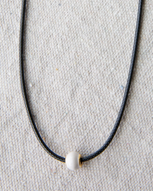 Glass Pearl Cord Necklace