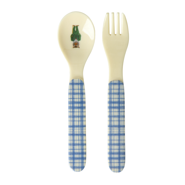 Baby Spoon and Fork - Blue - Nathalie Lété Print