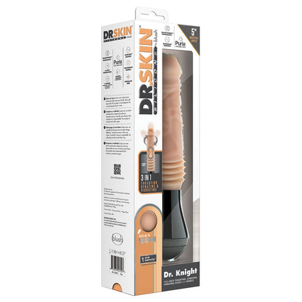 Dr. Skin Silicone Dr. Knight Thrusting Gyrating Vibrating Dildo-Beige