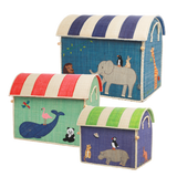 Raffia Storage Baskets Set with Animal Theme - Set of Three