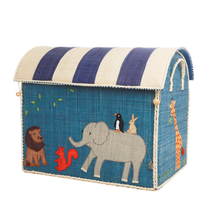 Raffia Storage Baskets Set with Animal Theme - Set of Three