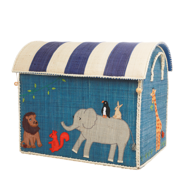 Raffia Storage Baskets Set with Animal Theme - Set of Three