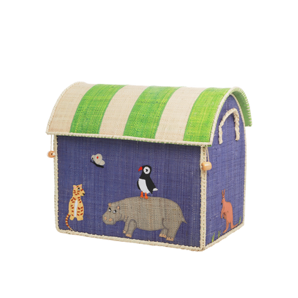 Raffia Storage Baskets Set with Animal Theme - Set of Three