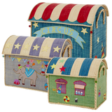 Raffia Storage House - Circus theme Set of 3