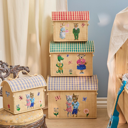 Raffia Storage Baskets with Nathalie Lété Theme - Set of 3