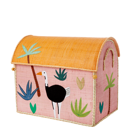 Raffia Storage Baskets with Jungle Pink Theme - Set of Three