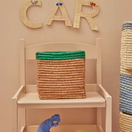 Small Square Raffia Storage Basket - Tea