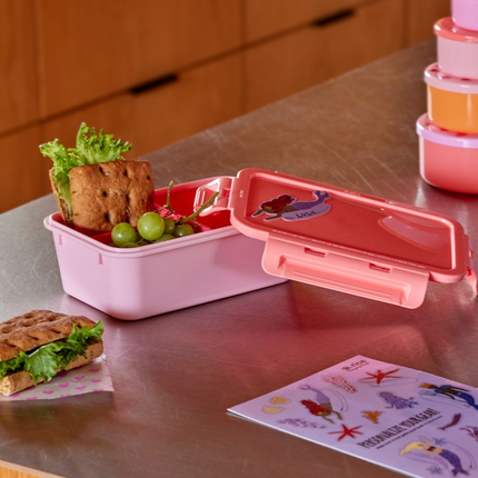 Large Square Lunchbox with 3 Inserts - Pink Print