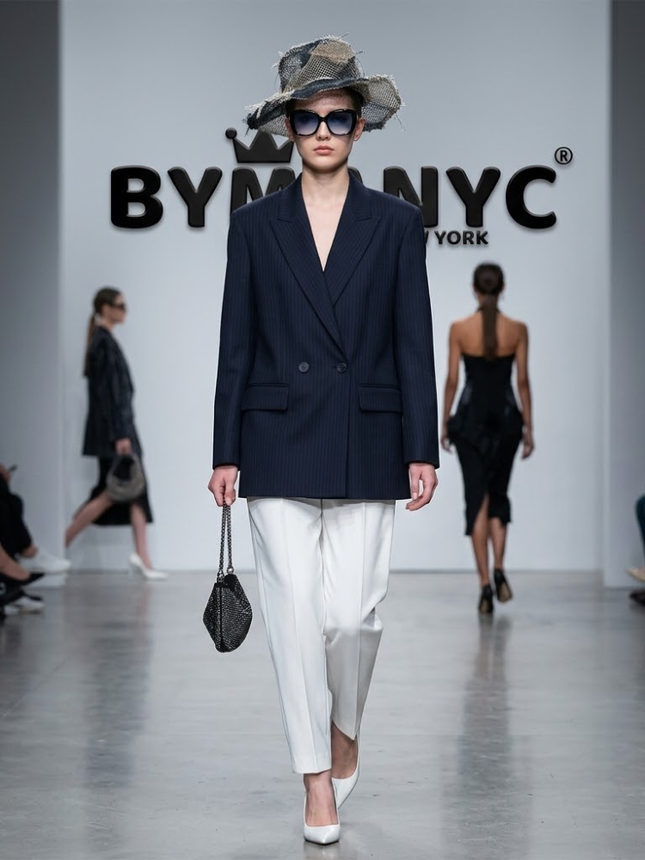 Double-Breasted Pinstripe Blazer