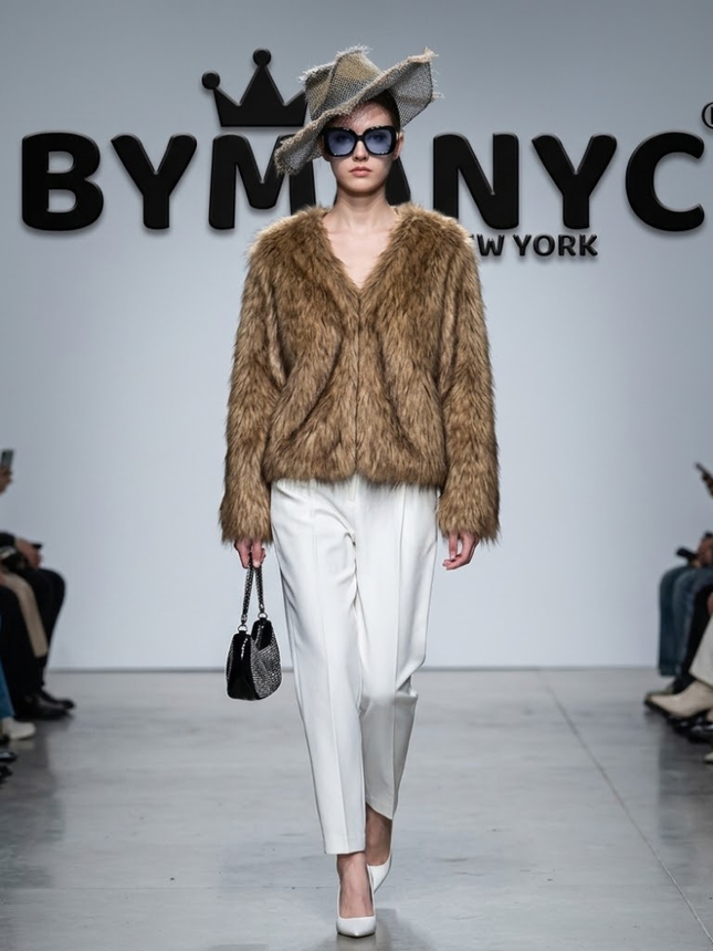 Collarless Shaggy Faux-Fur Jacket