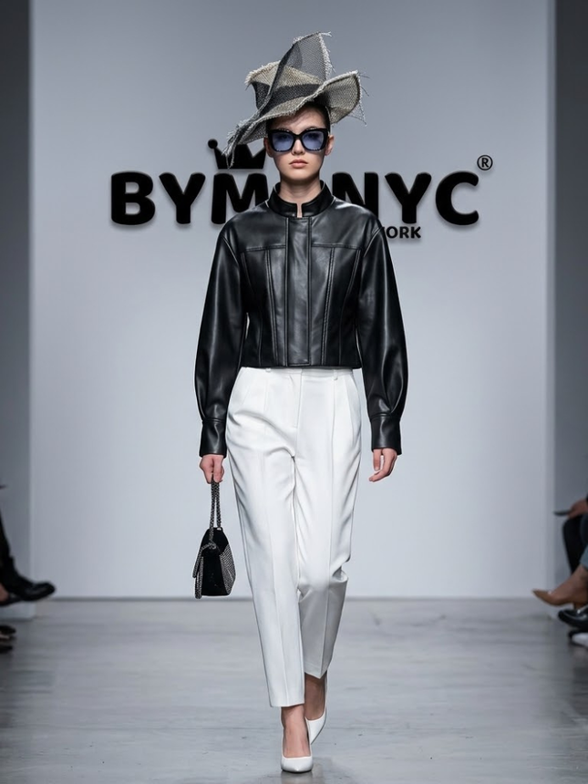 Black Faux-Leather Cropped Jacket