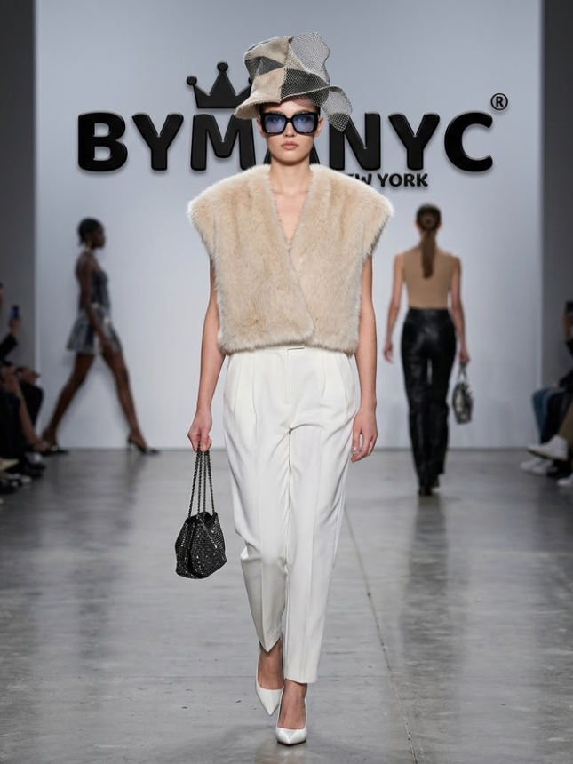 Cream Faux-Fur Cropped Vest