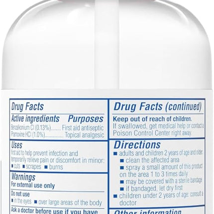 No-sting pain relieving antiseptic spray for minor cuts scrapes and burns wound infection prevention