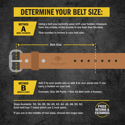 Steel Core Leather Gun Belt 1.25” – Made in USA