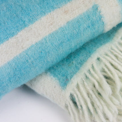 Made to order: Momos Grid Blanket- Aqua Blue and Natural White