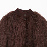 Brown Stand-Up Collar Jacket For Women, Gramercy, BYMANYC New York.