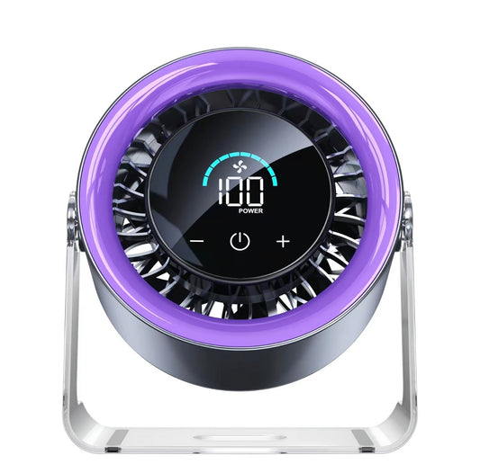 TurboCool Desk Fan | 100-Speed Rechargeable Fan with Digital Display & 4000mAh Battery