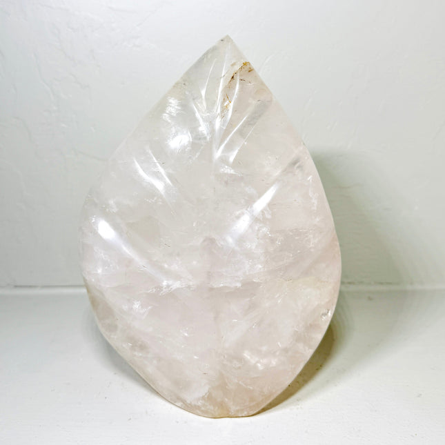 Milky Dream Quartz Crystal Leaf Carving – Exquisite Hand-Carved Design with Natural Inclusions (7.3LB)