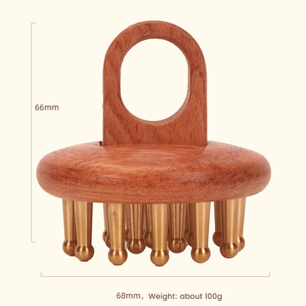 Copper Wood Head Meridian Massage Comb | Gua Sha Scalp & Body Therapy Tool