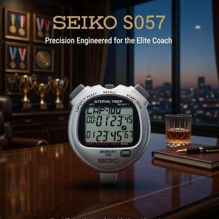 SEIKO S057 Stopwatch — 100-Lap Memory & Dual Timers