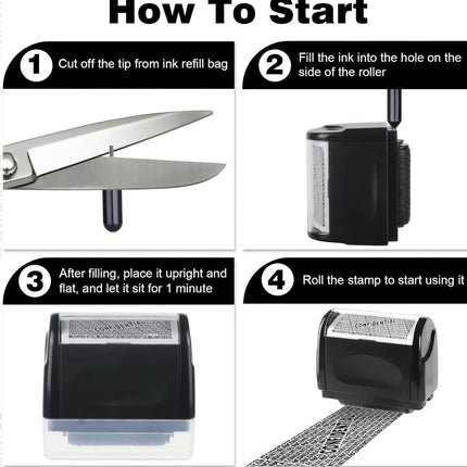 InfoGuard Privacy Roller Stamp | 2-Pack Identity Protection Stamp with 100m Roll