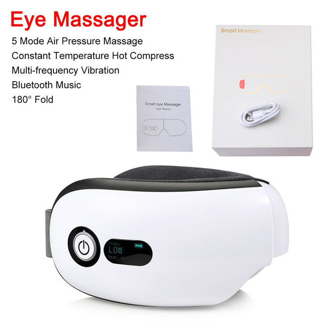 Bluetooth Eye Massager Glasses | Vibration Hot Compress & Music Foldable Eye Care