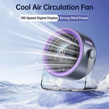 TurboCool Desk Fan | 100-Speed Rechargeable Fan with Digital Display & 4000mAh Battery