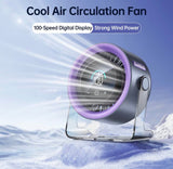 TurboCool Desk Fan | 100-Speed Rechargeable Fan with Digital Display & 4000mAh Battery
