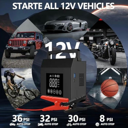RoadReady Jump Starter Kit | 4000A Peak, 150PSI Air Pump, 15000mAh Power Bank & LED Light