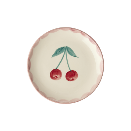Ceramic Cake Plate with Hand Painted Cherries