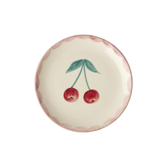 Ceramic Cake Plate with Hand Painted Cherries