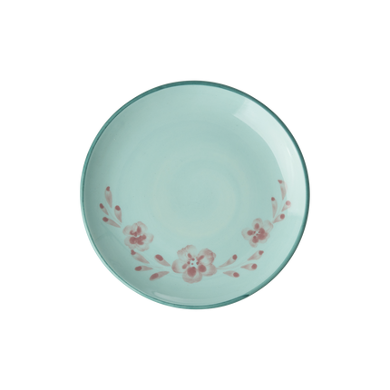Ceramic Cake Plate with Hand Painted Flower Vine