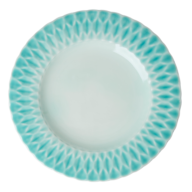 Ceramic Dinner Plate - Aqua. Set of 6 plates