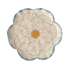 Ceramic Flower Shaped Side Plate with Blue Border