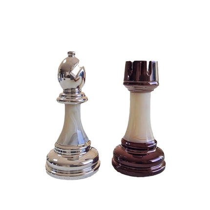 Premium Acrylic Chess Pieces Set | 9cm King Height | Burgundy & Silver Edition