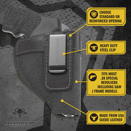 The Ultimate Suede Leather IWB Holster - J Frame / 38 Special - Lifetime Warranty - Made in USA
