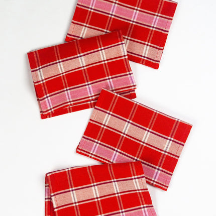 Camila Plaid Cocktail Napkins, Set of 4