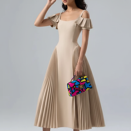 Camisole Backless Party Dress with Pleated and Patchwork Details For Women, SoHo, BYMANYC New York.