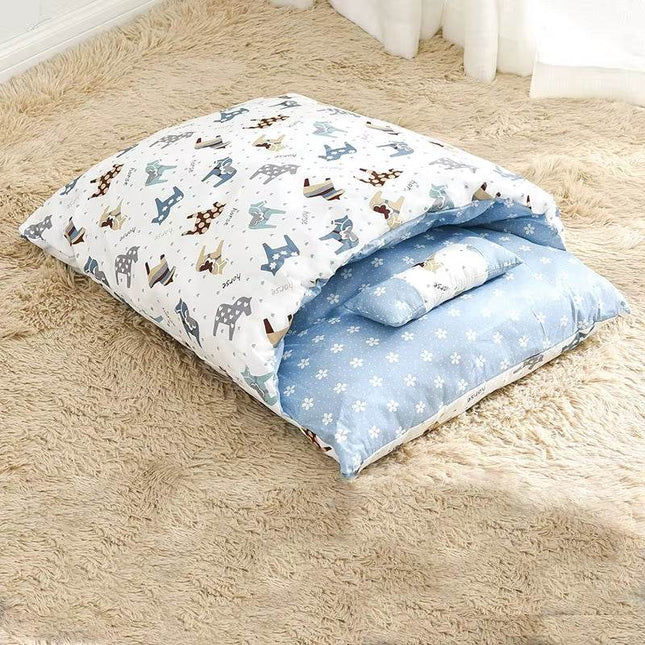 Removable Dog & Cat Bed – Convertible Sleeping Bag & Mat | Winter Warm Pet Sofa Cushion Nest