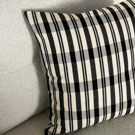 Cecilia Black and Ivory Striped Plaid Pillow