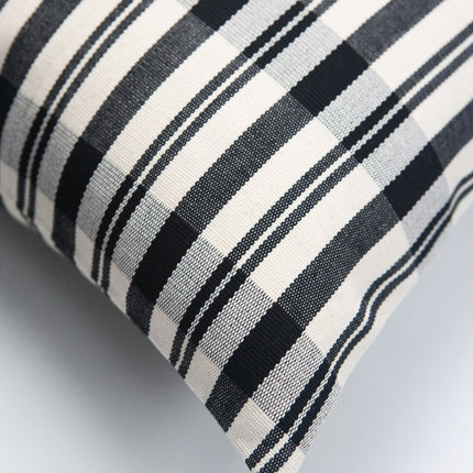 Cecilia Black and Ivory Striped Plaid Pillow