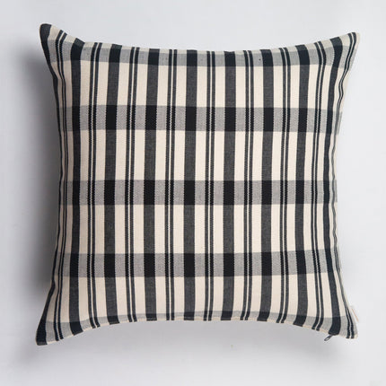 Cecilia Black and Ivory Striped Plaid Pillow