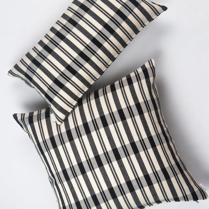 Cecilia Black and Ivory Striped Plaid Pillow